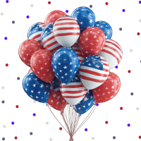 Red, White, and Blue Balloons with Confetti