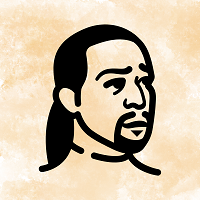Cartoon face with golden brown background