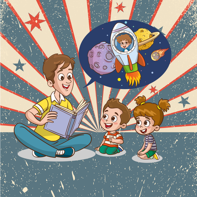 Kids having fun listening to stories